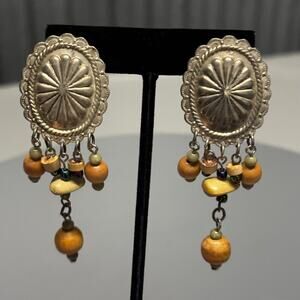 Western Concho Dangle Earrings Women Long Beaded Boho Tribal Style Jewelry